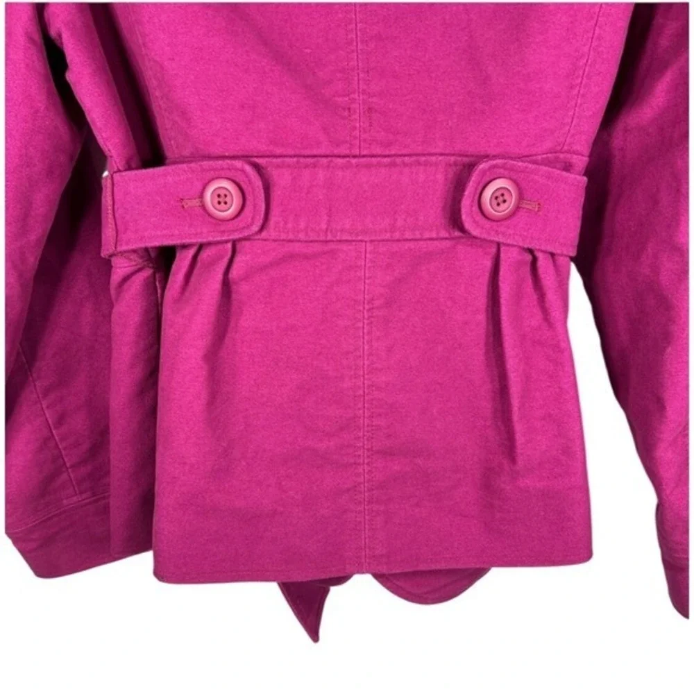 LL Bean Pea Coat Belted Canvas Field Jacket Small Pink Chore Barn Spring Preppy‎
